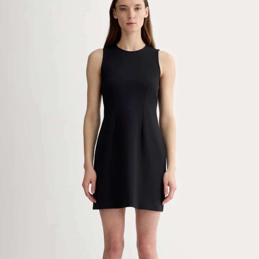 Everlane Dream '90s Shift Dress XS Black Sleeveless Organic Cotton LBD Classic